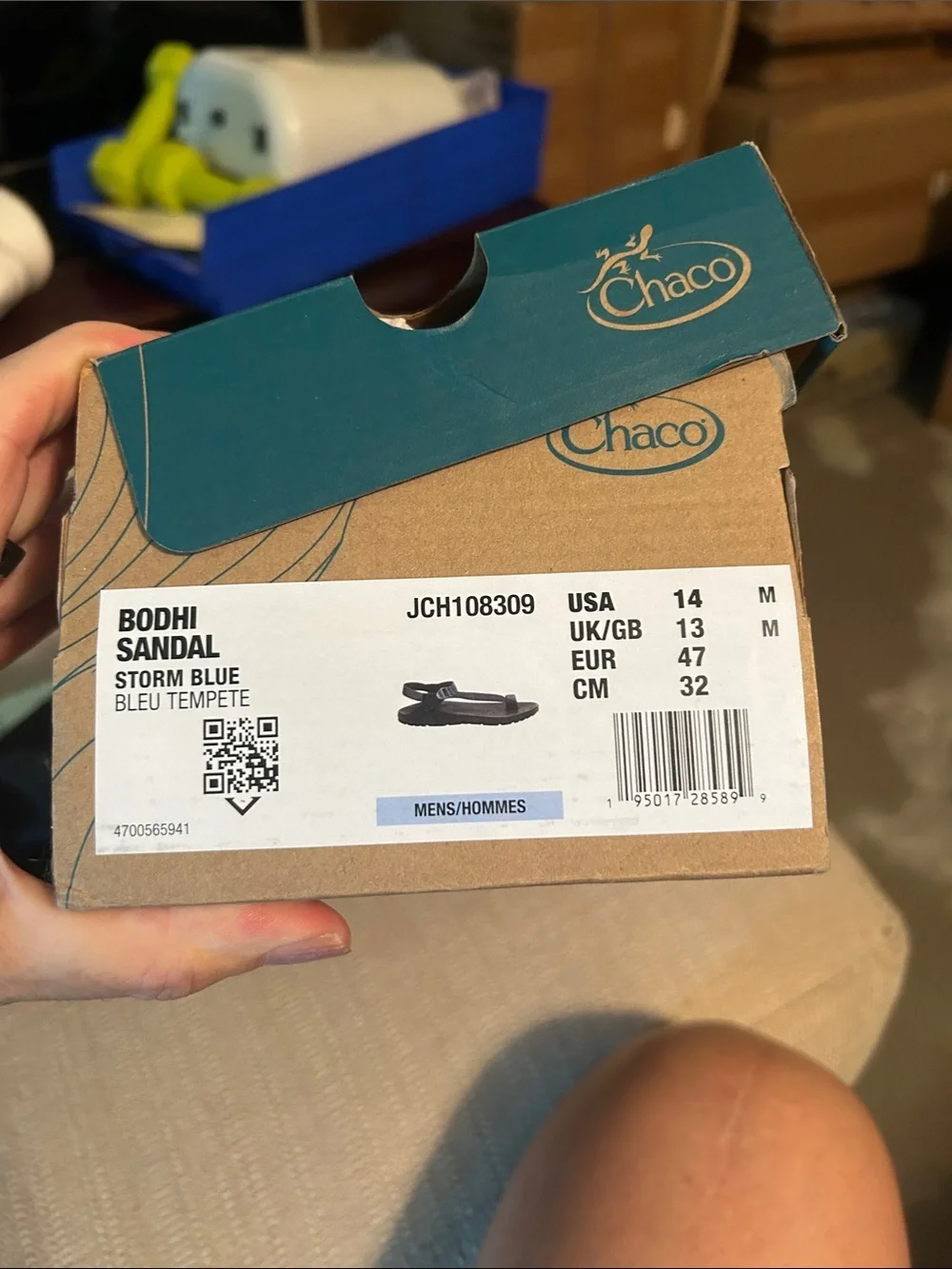 Chaco unisex Black Footbed with navy Straps Sandal